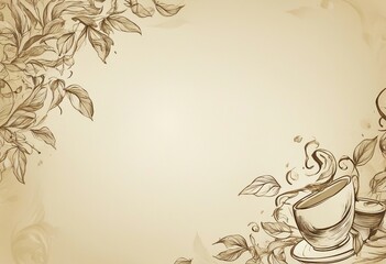 hand drawing tea for background,  brown background