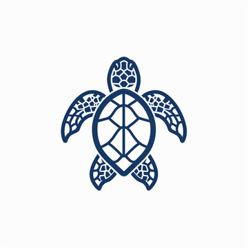 A monoline sea turtle with a shell pattern resembling a globe, Logo on white background