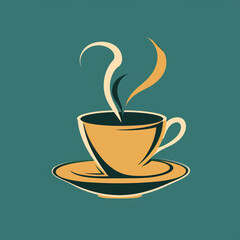 A stylized coffee cup with steam Logo