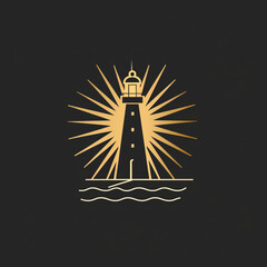 A minimalist lighthouse beam pattern Logo