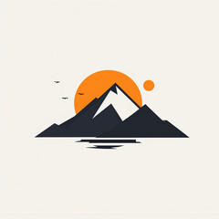 Fototapeta na wymiar A clean, minimalist mountain and sun design Logo