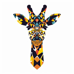 Triangular giraffe head with patterned polygons, Logo on white background