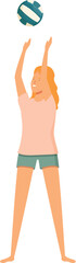 Fun play volleyball icon cartoon vector. Netting playing. Area twine