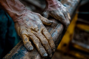 Close Up of a Laborer Hands in Action