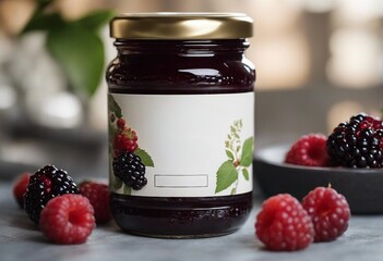 Premium blackberry jam design mockup perfect for showcasing a delicious and sophisticated product.