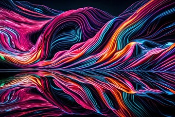Liquid neon waves transcending reality