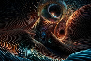 Hypnotic waves of digital light in an otherworldly abyss