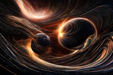 Dynamic waves of energy swirling through the void