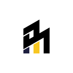 M letter initial logo design