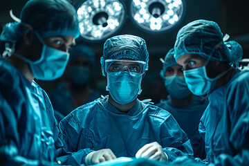 doctors in the operating room performing an operation  - obrazy, fototapety, plakaty
