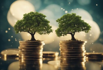 tree growing on a pile of coins, illustration of Financial Stability