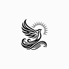  Phoenix logo template vector drawing, outline style and black color