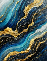 Luxury background like the texture of marble stone in blue and gold colors. Background texture. Natural pattern - abstract surface stone. Art decoration - paper, walls, architectural elements.