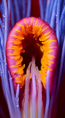 Close up of the pistil and stamens of a water lily