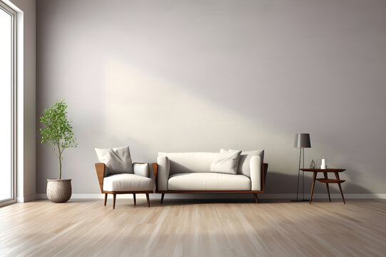 3d render illustration of Interior with sofa and armchair - Ai Generated
