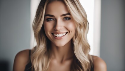 Naklejka premium Portrait of a beautiful young woman smiling and looking at camera isolated on a white background
