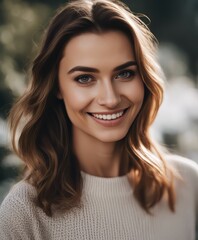 Obraz premium Portrait of a beautiful young woman smiling and looking at camera isolated on a white background
