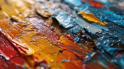 Colorful textured paint strokes on canvas