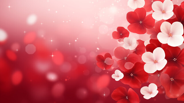 Red Flowers Saint Valentine's Day Bokeh Background HD Wallpapers