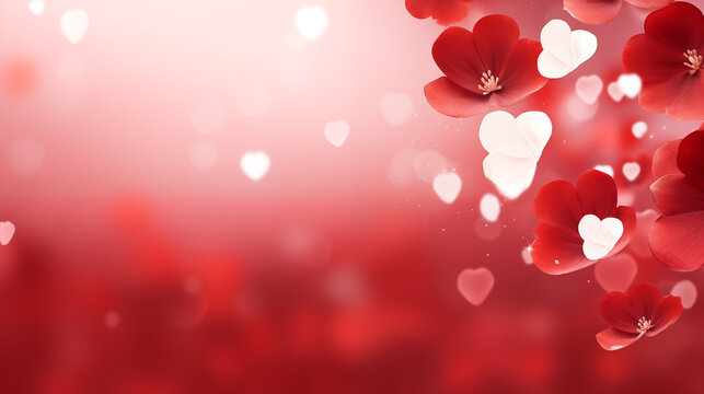 Red Flowers Hearts Bokeh Valentines Day Background HD Wallpapers