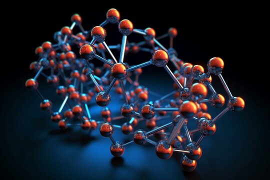 Scientific molecule, molecular DNA structure model. Nanotechnology, molecule model image. Generative AI