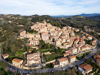 Fototapeta na wymiar Casale Marittimo Tuscany Italy aerial view