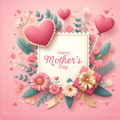 A minimalist illustration for mothers day celebration in floral background, Mother's day typography
