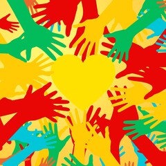 Freedom Day colored human hands background