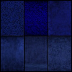 Different shades of blue damask velvet textures set