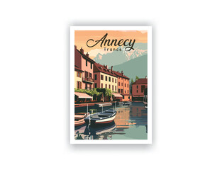 Annecy, France. Vintage Travel Posters. Famous Tourist Destinations Posters Art Prints Wall Art and Print Set Abstract Travel for Hikers Campers Living Room Decor