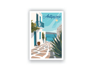 Antiparos, Greece. Famous Tourist Destinations Posters Art Prints Wall Art and Print Set Abstract Travel for Hikers Campers Living Room Decor
