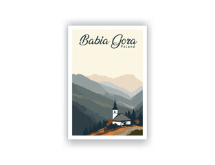 Babia Gora, Poland. Famous Tourist Destinations Posters Art Prints Wall Art and Print Set Abstract Travel for Hikers Campers Living Room Decor