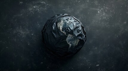 Planet earth made from plastic bags. View from space to earth. The problem of environmental pollution