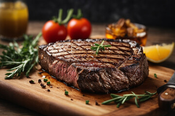 beef steak with vegetables - obrazy, fototapety, plakaty