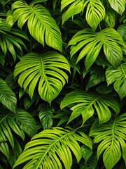 A photo of tropical palm leaves in Jungle Generative AI