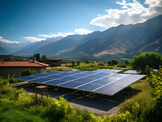 Técnico haciendo una instalación de placas solares en una fábrica