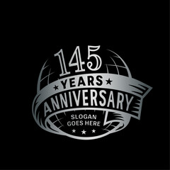 145 years anniversary design template. 145th logo. Vector and illustration.