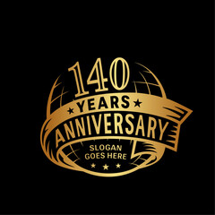 140 years anniversary design template. 140th logo. Vector and illustration.
