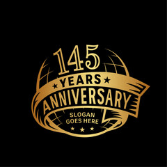 145 years anniversary design template. 145th logo. Vector and illustration.