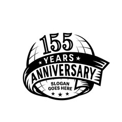 155 years anniversary design template. 155th logo. Vector and illustration.