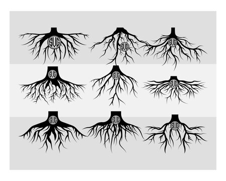 Root Cilcle Monogram, Root Monogram Svg, Root SVG, Root Silhouette, Tree Root, Family Tree, Root Hair, Taproot, Root Clipart, Vector, SVG, Cilcle Monogram