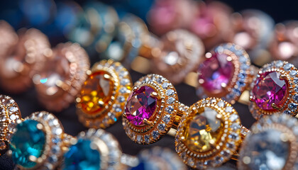 Exquisite jewelry with gold, diamond, and gemstones for special occasions and elegant fashion looks.