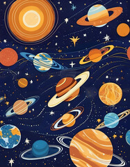 A celestial dance of planets and stars in a cosmic ballet, astronomical, cosmic movement. AI Generativ