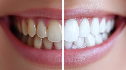 Radiant smile evolution  before and after dental whitening transformation close up