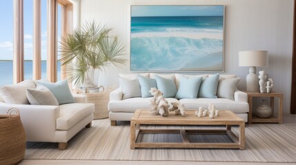 beautiful small space casual living family room soft neutral wood beams  and a gorgeous grouping of swivel color fabric chairs around a striking coffee table coastal design nature freshness home