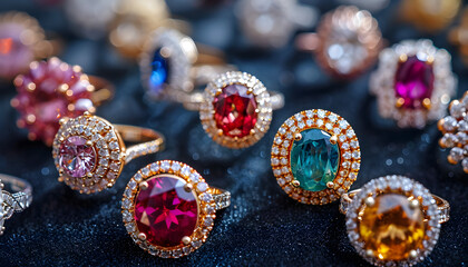 Exquisite jewelry featuring gold, diamond, and gemstones, perfect for formal events and special occasions.