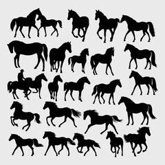 collection of silhouette horse design