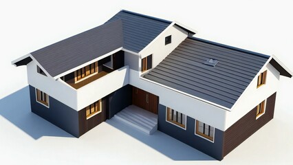 3d rendering of modern cozy house isolated on white background, Real estate concept.