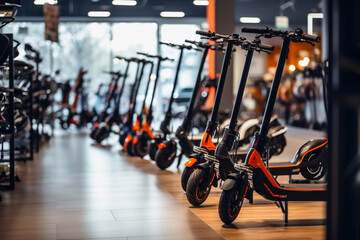 sale of electric scooters in the sales hall