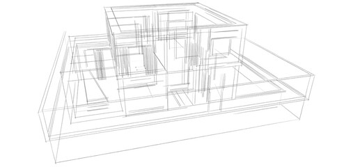 architectural drawings 3d illustration